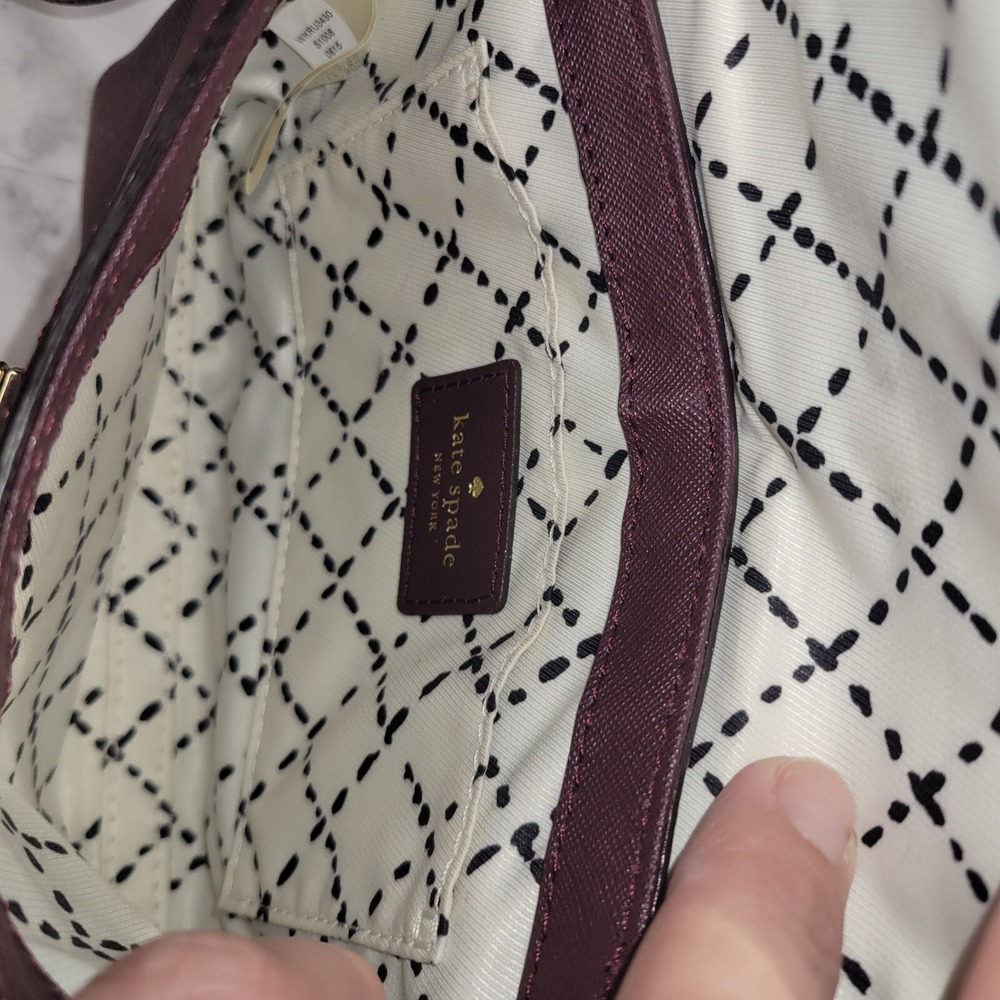 Kate Spade Newbury Lane Sally Turn Lock Crossbody Purse Saffiano Leather Plum - Picture 15 of 16